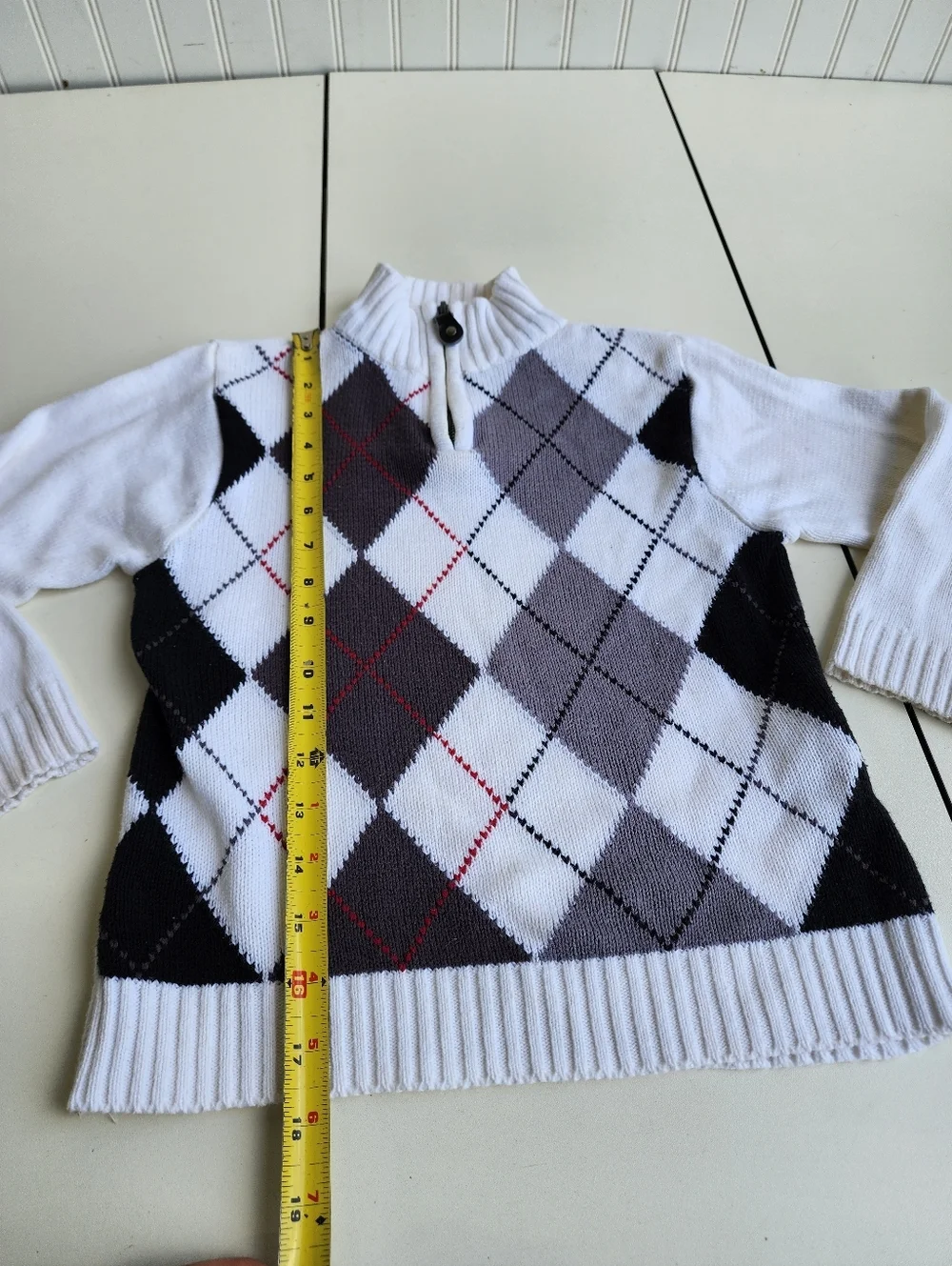Est. 1989 Place Kids sweater White Gray 1/4 Zip Mock Neck Boys Size S 5/6